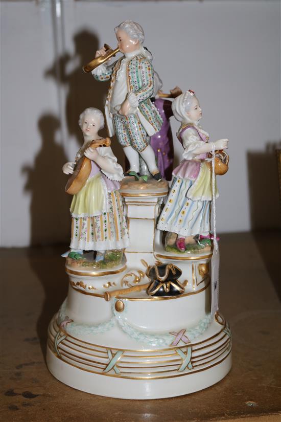 A Continental porcelain musical figure group, late 19th century, 28cm